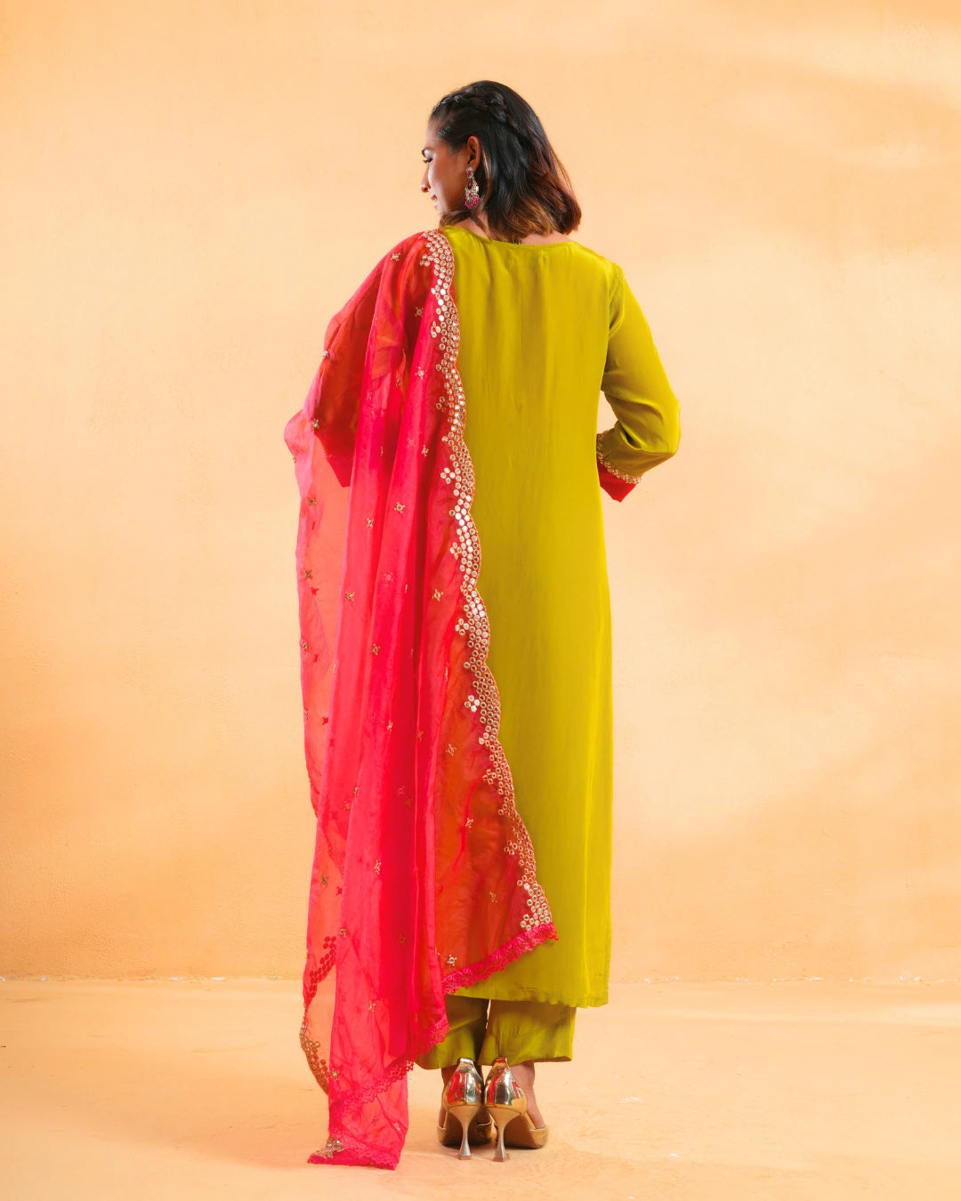 Sap Green Crepe Suit For Women - Set of 3