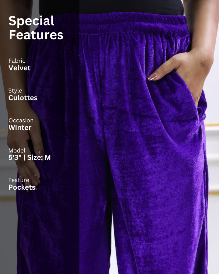 Violet Velvet Cropped Culottes