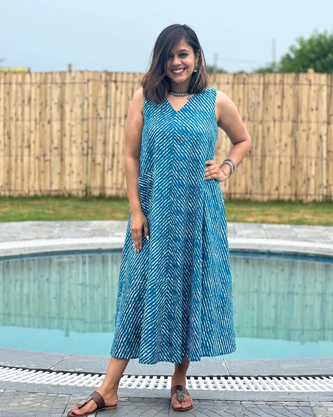 Lehariya Berry Blue Dress