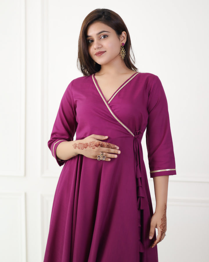 Orchid Violet Cotton Angrakha Kurta