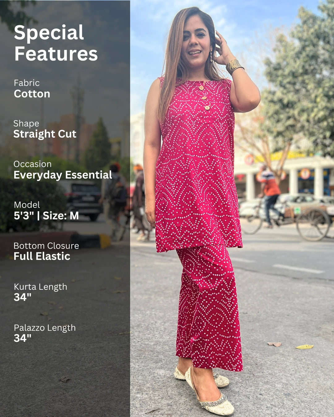 Pink Bandhani Cotton Coord Set