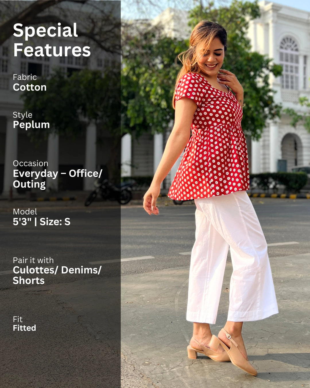 Red Printed Empire Cut Top