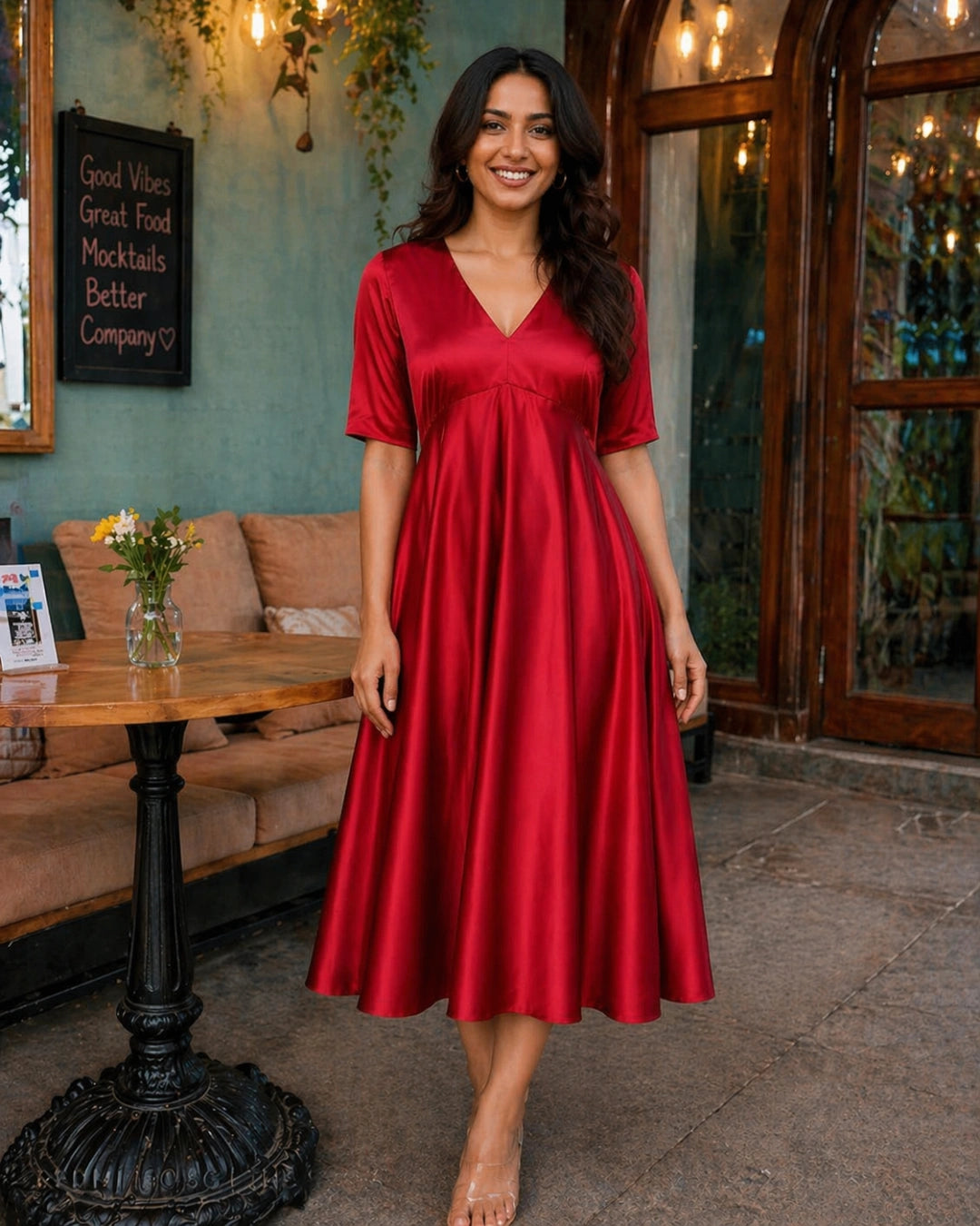 deep red midi dress dark red midi dress Crimson Cherry Midi Dress Teuta  Matoshi-parroquiadesanalbertomagno.com