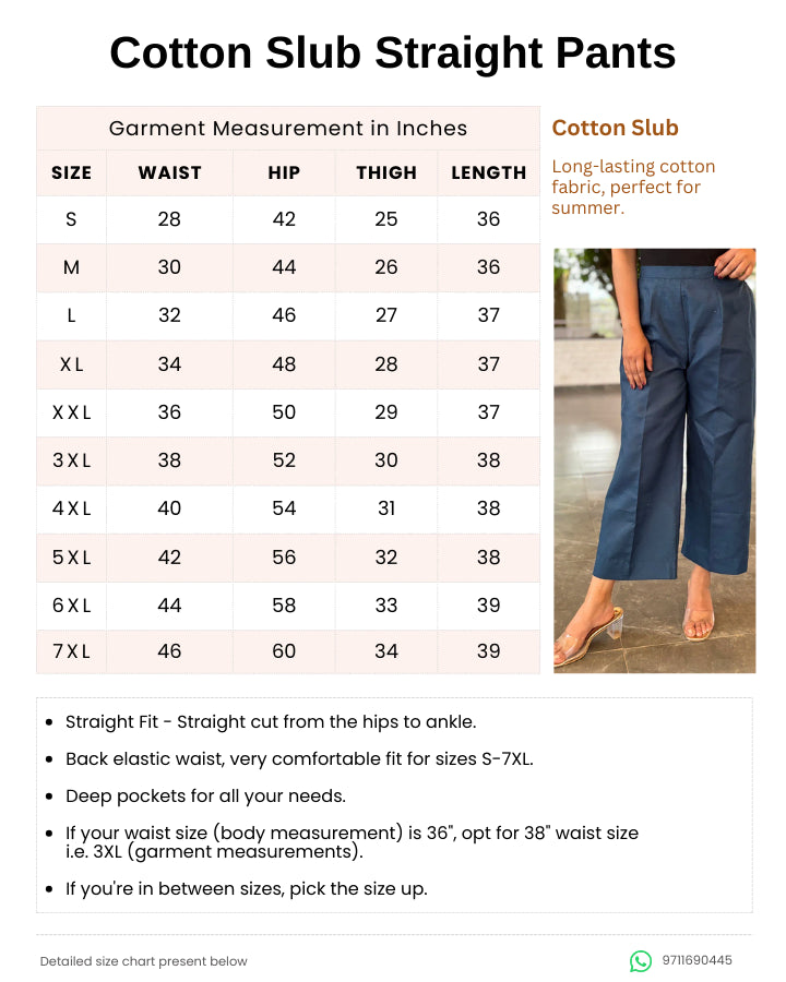 Teal Blue Solid Cotton Slub Pants