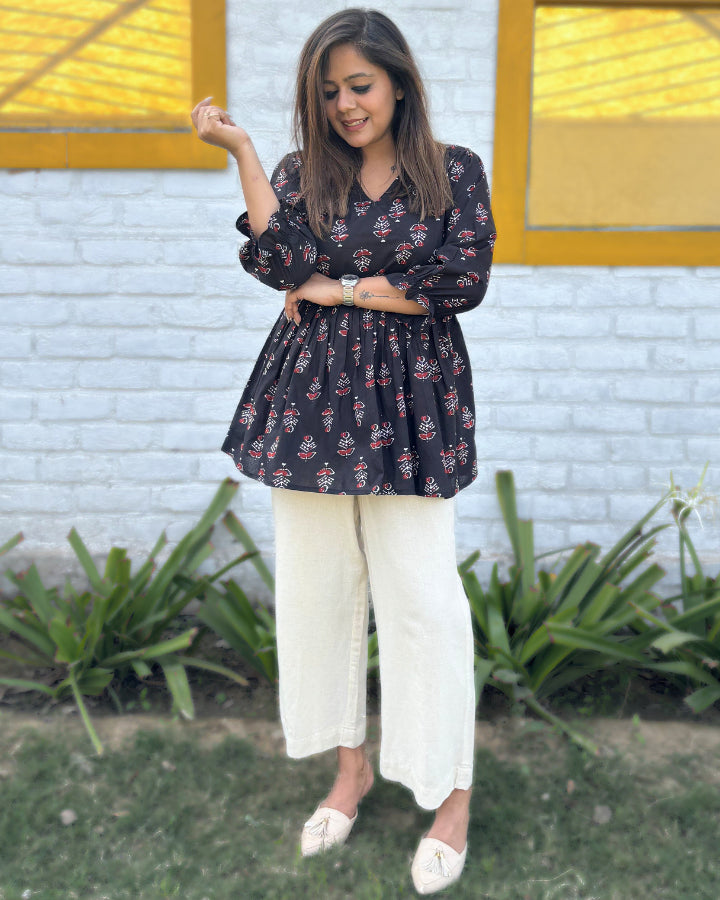 Kala Jamun Cotton Peplum Top