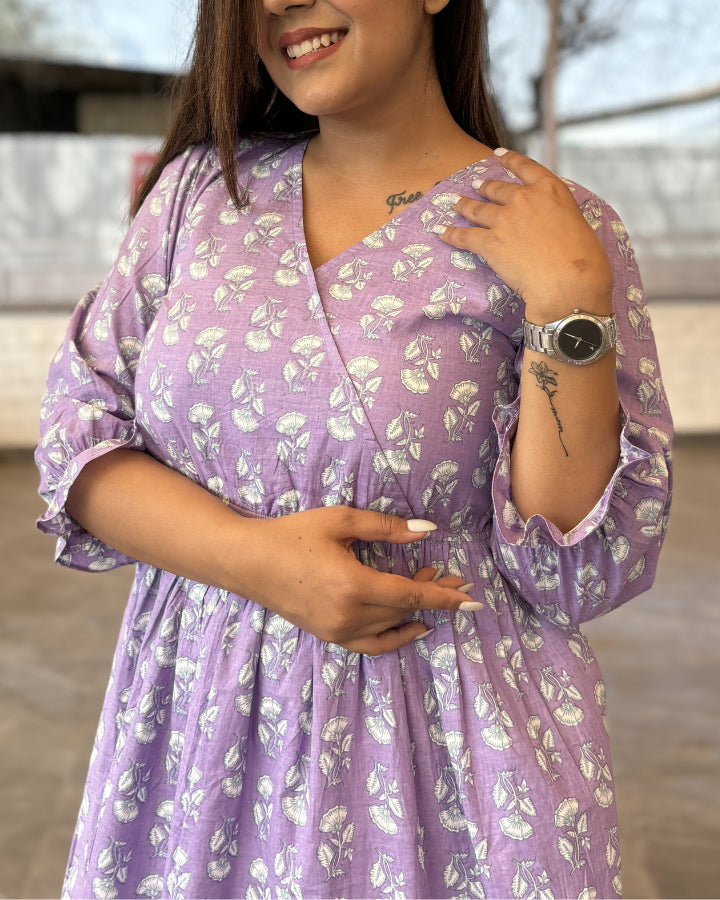 Malai Lilac Cotton Peplum Top