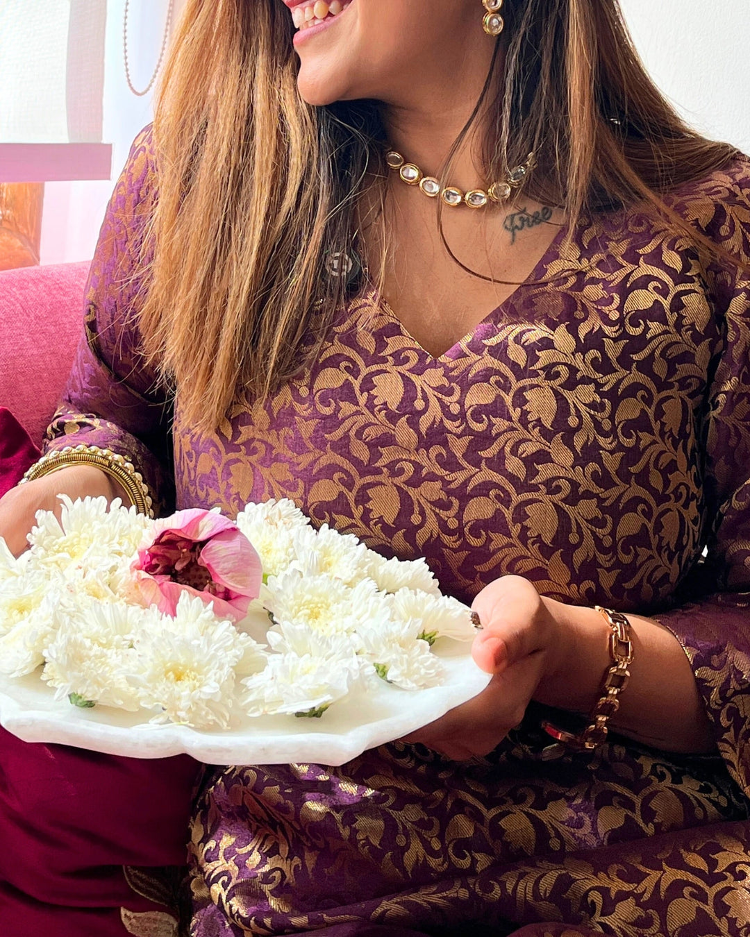 Wine Zoya Silk Kurta Set For Women