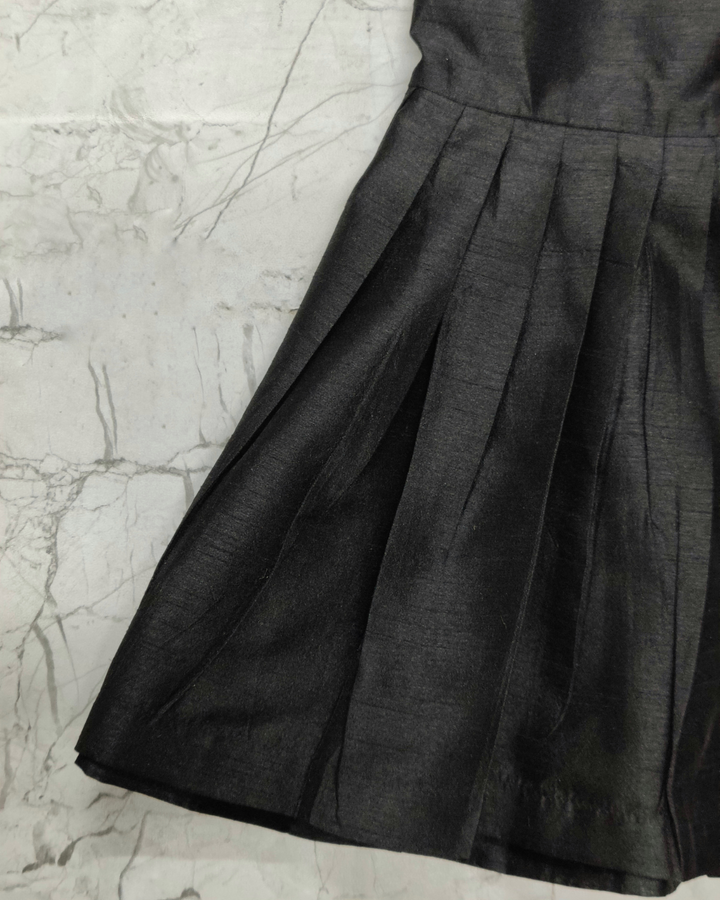 Black Silk Pleated Pants