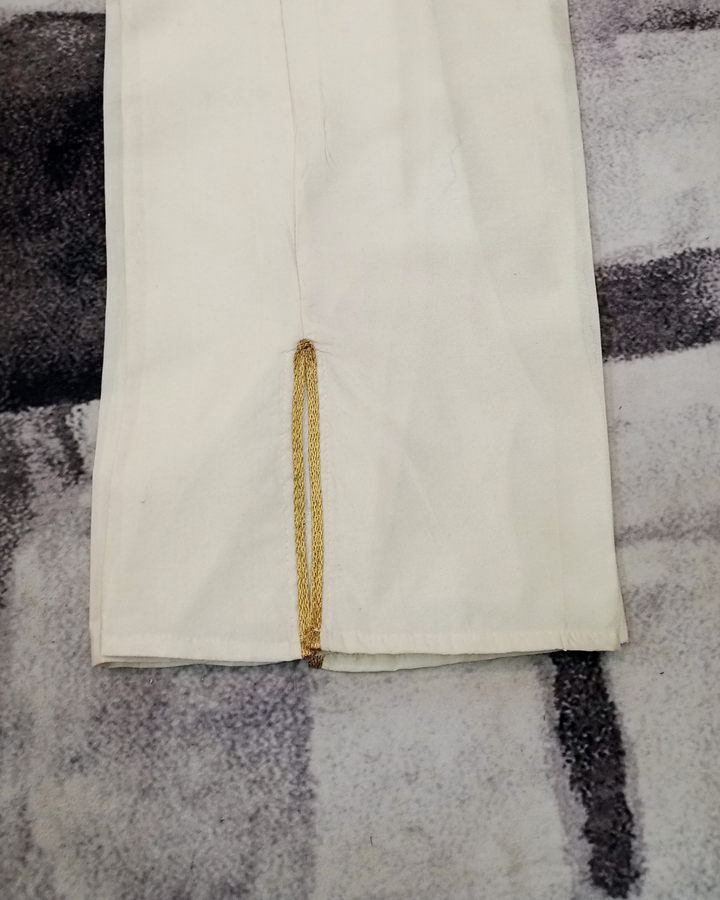 Silk Pants with Gold Lace Detailing