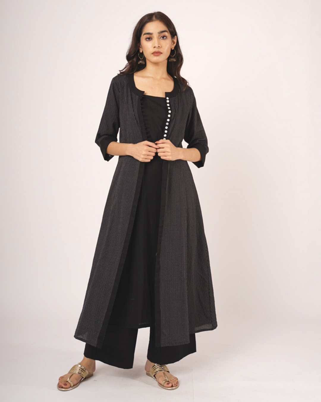 Cotton Black Katha Jacket -Set of 3