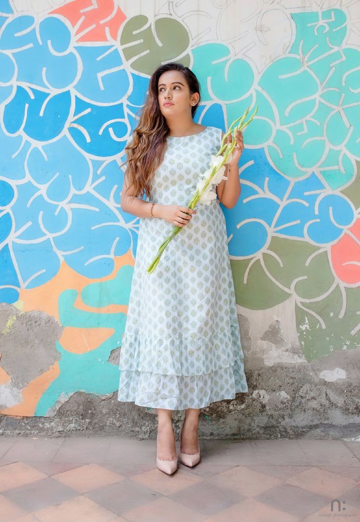 Women's Mint Tiered Long Dress