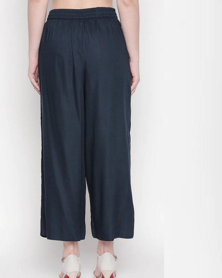 Cotton Blend Black Palazzo