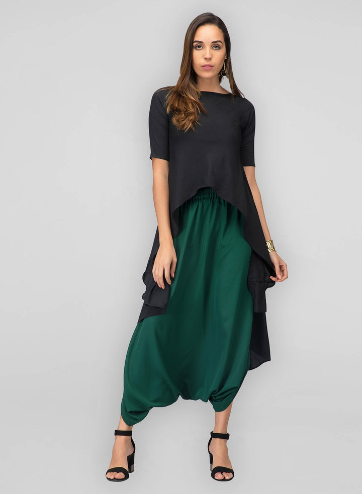 Pair our cowl pants with our biased waister for a chic look.