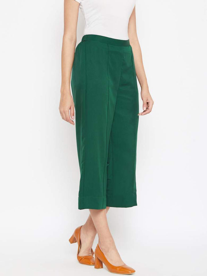 Women's dark green cropped palazzos online