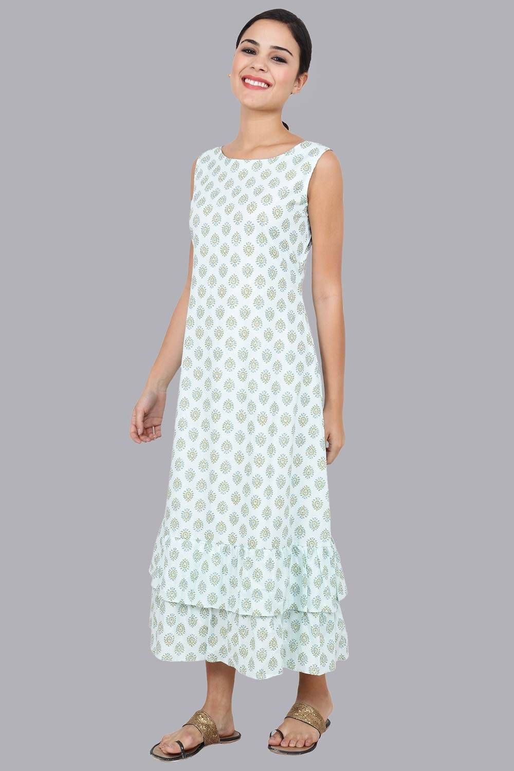 Women's Mint Tiered Long Dress