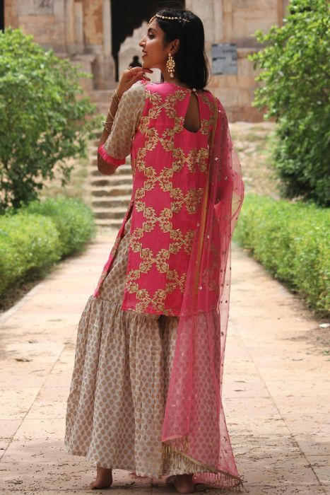 Women’s Gehra Gulaal Gharara Suit – Set Of 3