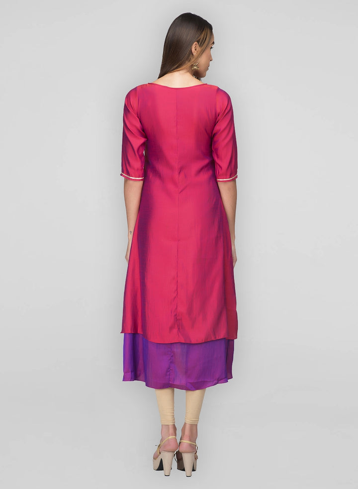 Pink Silk Layered Dress
