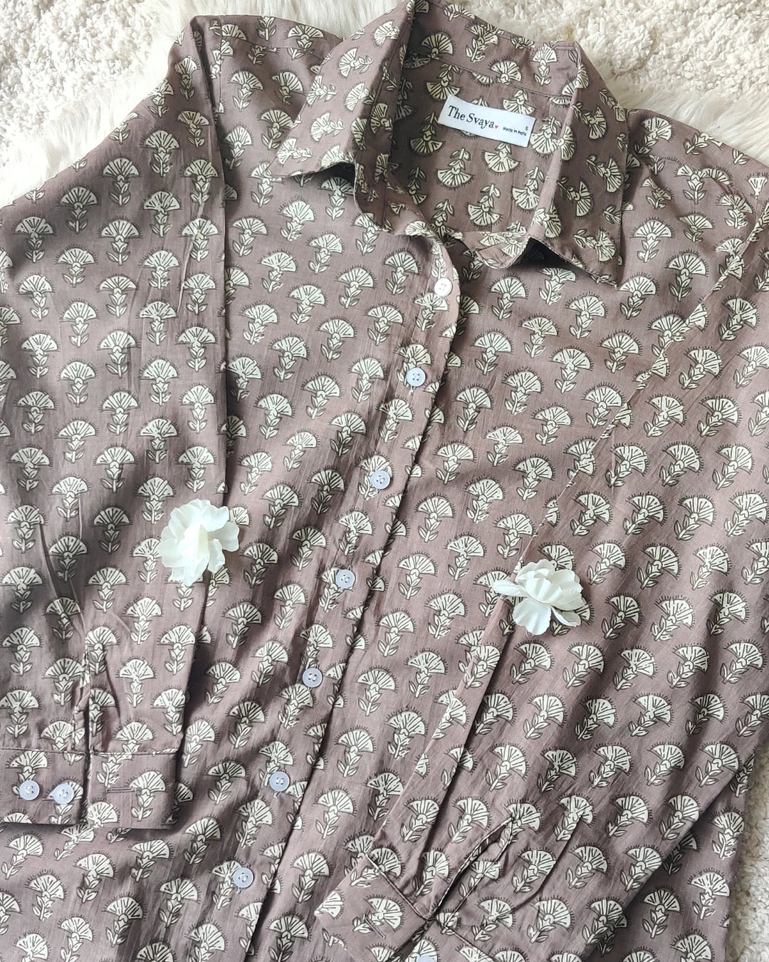 Brown Printed Long Shirt