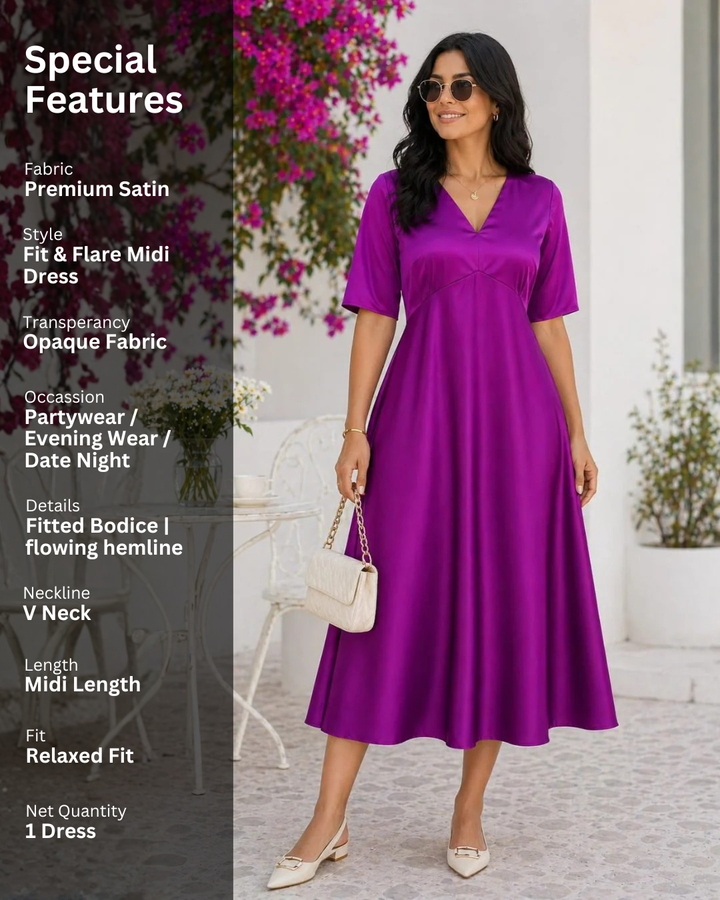 Wine O'clock Flared Midi Dress for Women
