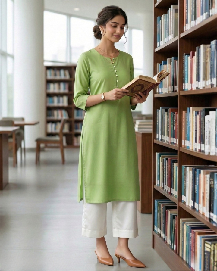 Women's Teal Rozana Straight Kurta