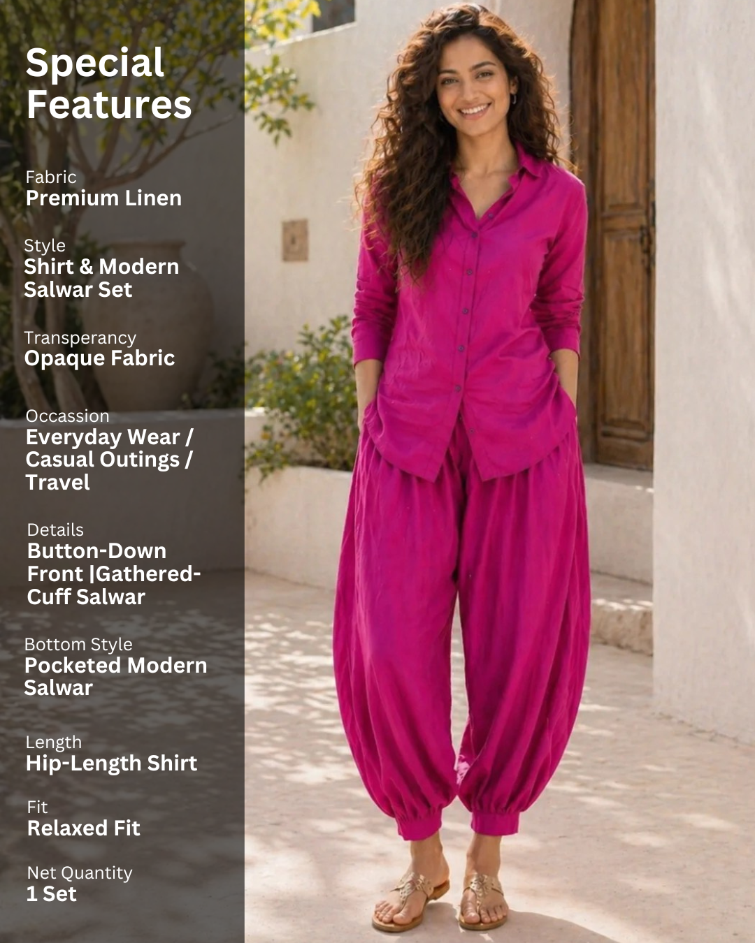 Women's Plush Pink Shirt With Modern Salwar