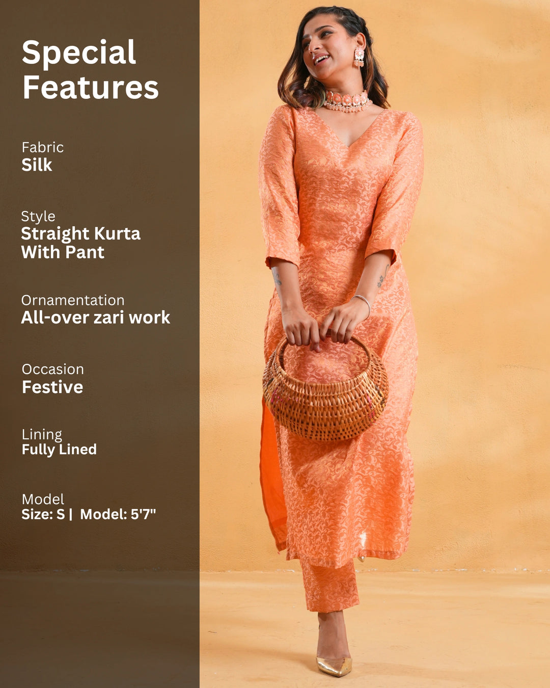 Pink Zoya Silk Kurta Set For Women