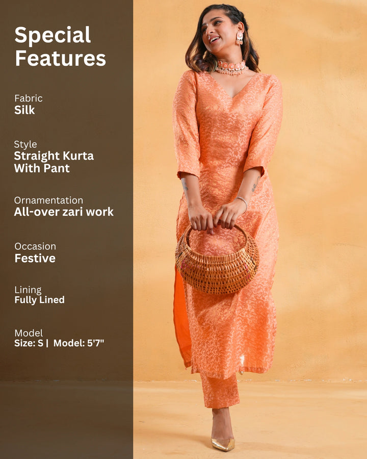 Pink Zoya Silk Kurta Set For Women
