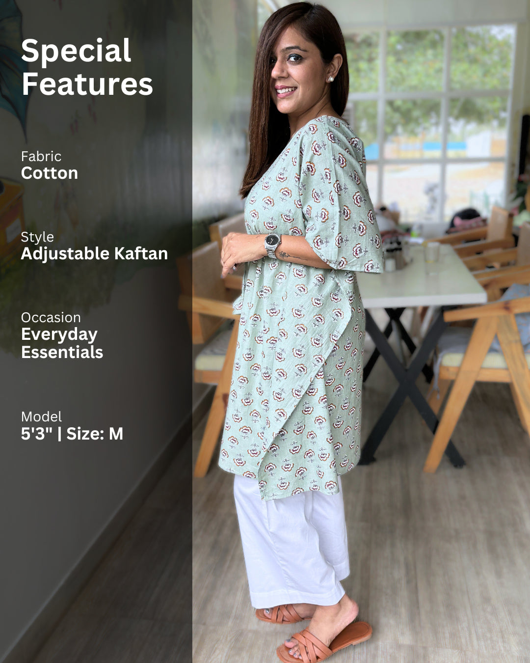 Moss Green Dabu Print Kaftan