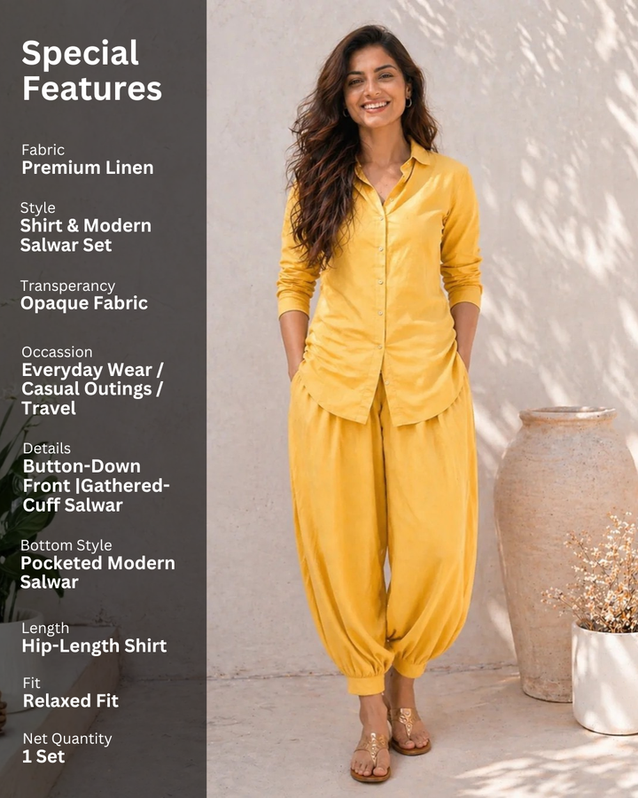 SunMelon Yellow Shirt With Modern Salwar