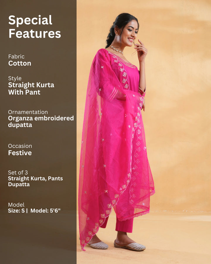 Gulaabi Glow Cotton Suit For Women - Set of 3