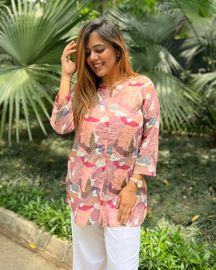 Abstract Print Cotton Shirt For Women