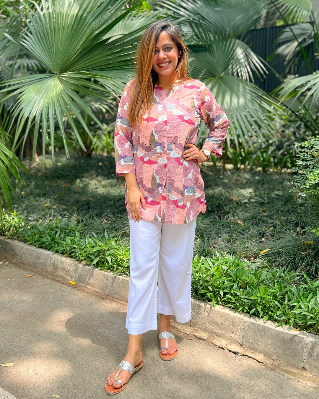 Abstract Print Cotton Shirt For Women