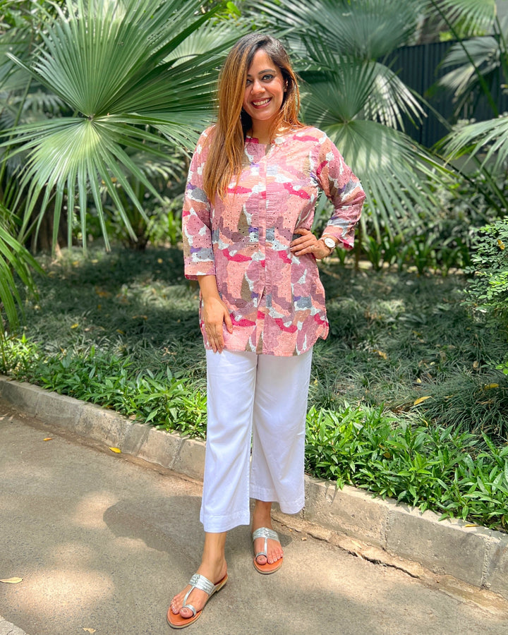 Abstract Print Cotton Shirt For Women