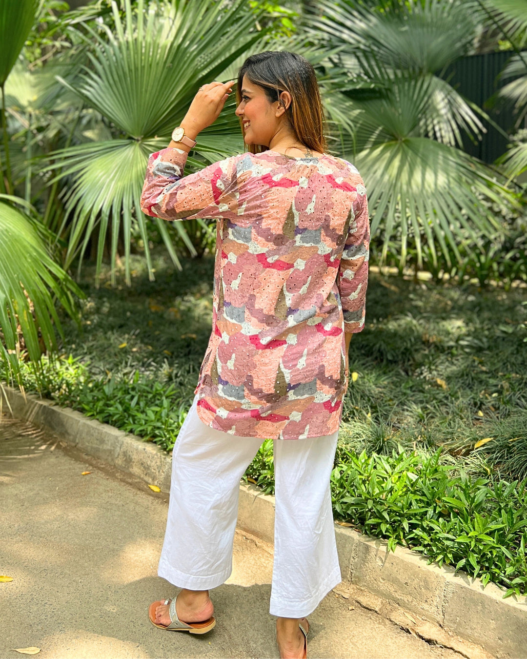 Abstract Print Cotton Shirt For Women
