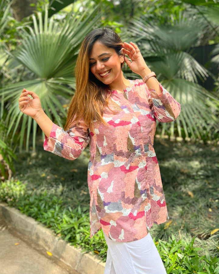 Abstract Print Cotton Shirt For Women