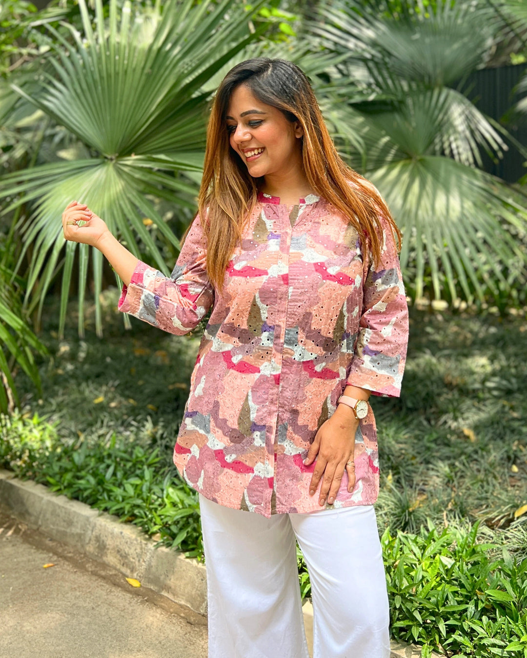 Abstract Print Cotton Shirt For Women
