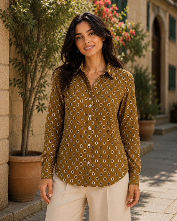 Amber Motif Casual Cotton Shirt For Women's