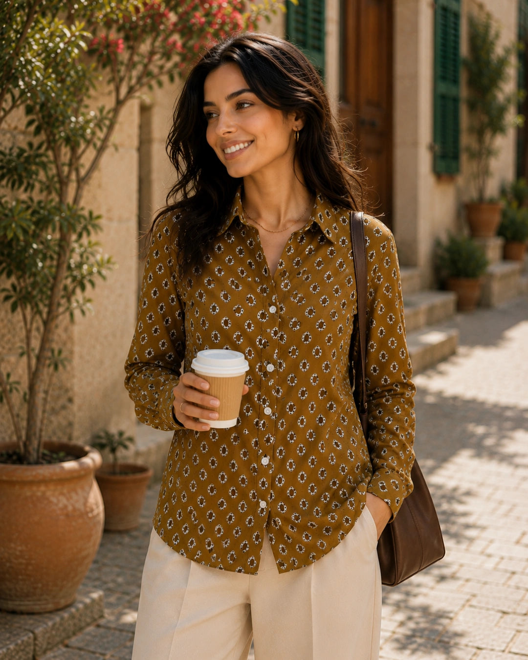 Amber Motif Casual Cotton Shirt For Women's