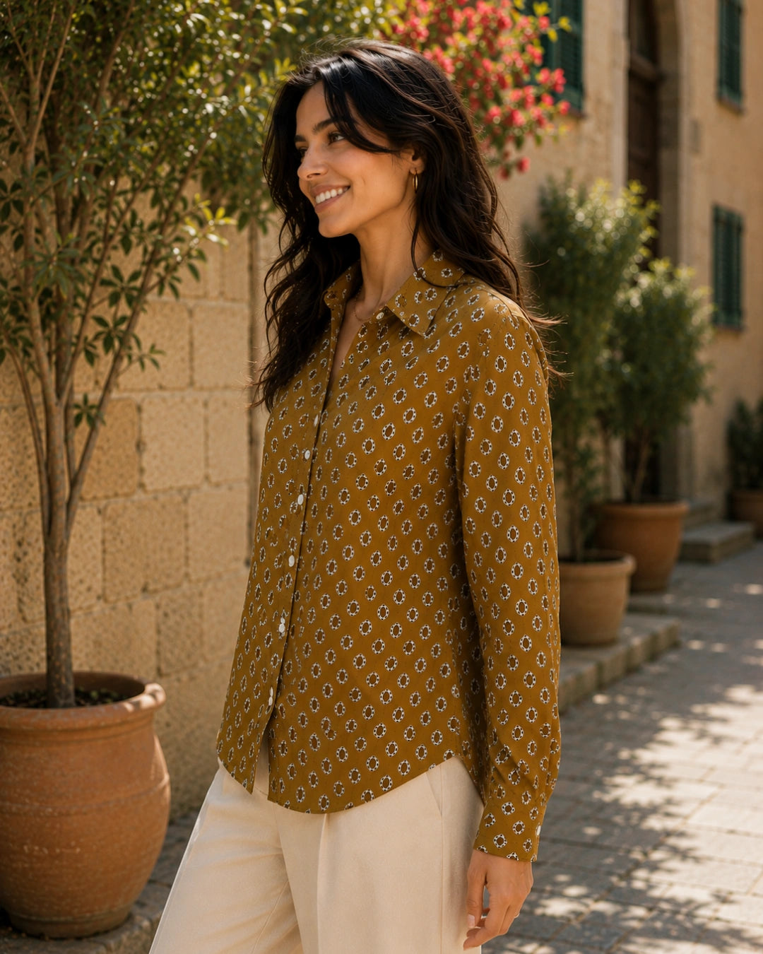Amber Motif Casual Cotton Shirt For Women's