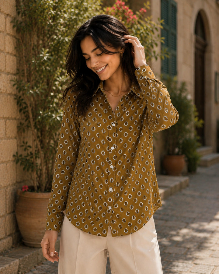 Amber Motif Casual Cotton Shirt For Women's