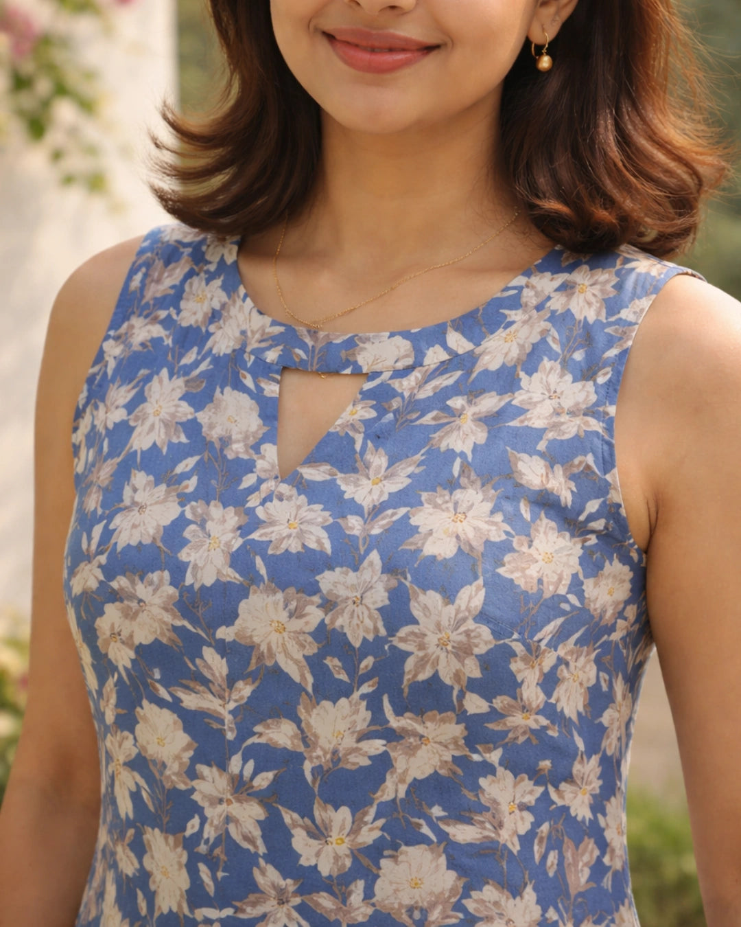 Azure Bloom Straight Cotton Kurta For Women