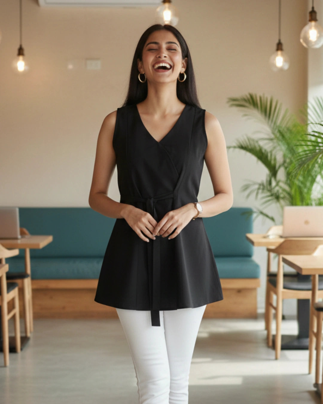 Power Blazer Crepe Top For Women