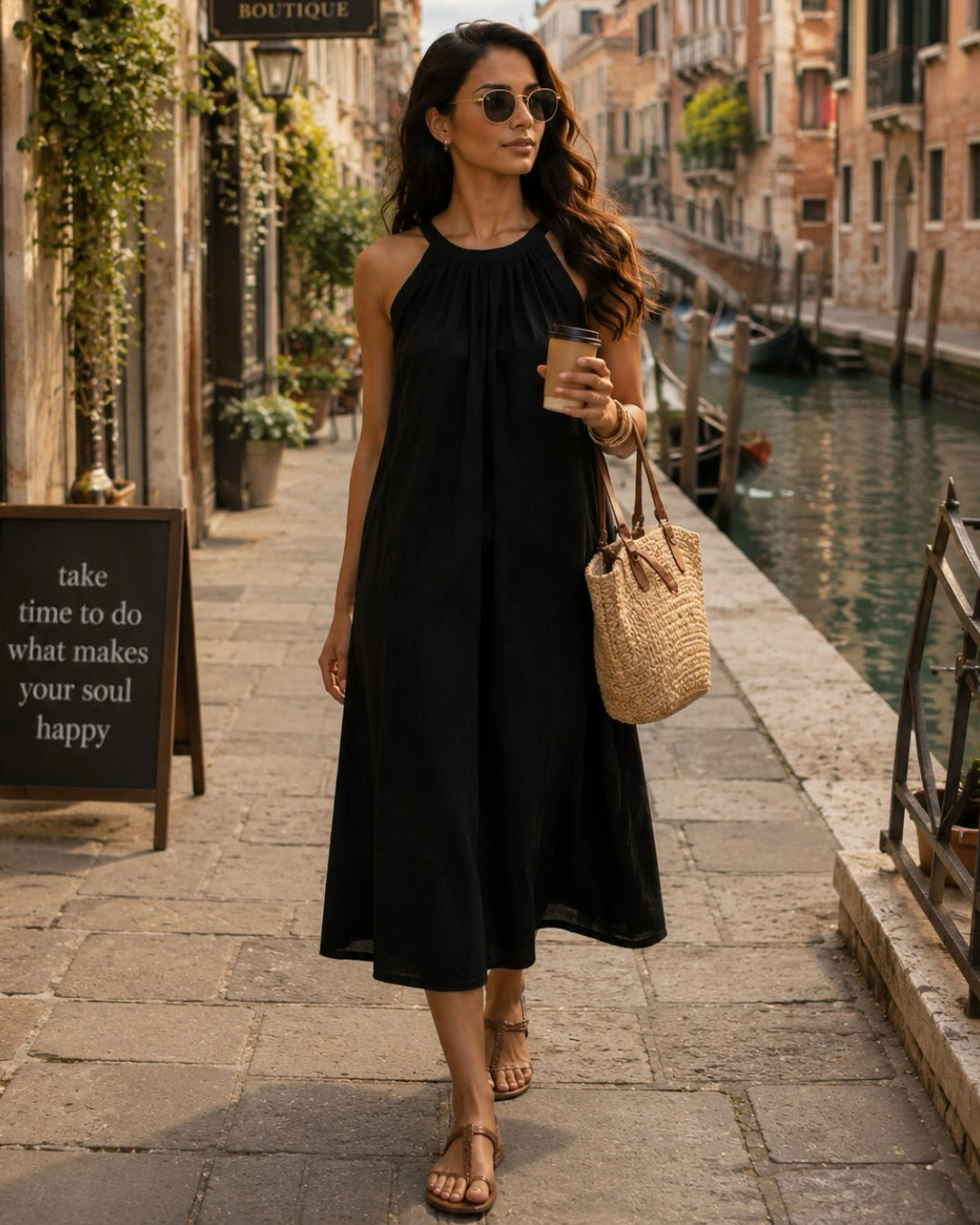 Black Halter Neck Back Tie Flex Dress For Women – The Svaya