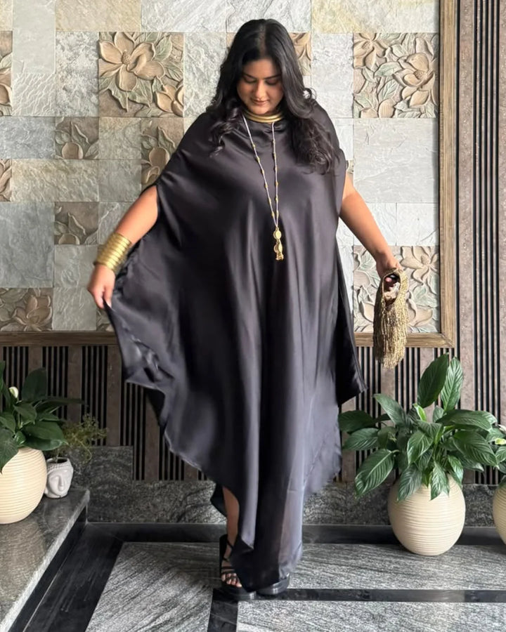 Black Muse Satin Drape Dress