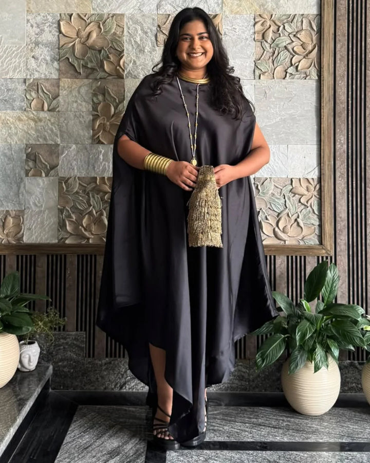 Black Muse Satin Drape Dress