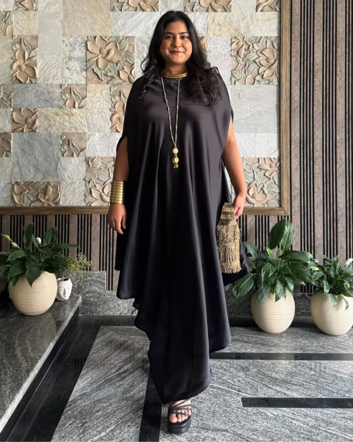 Black Muse Satin Drape Dress
