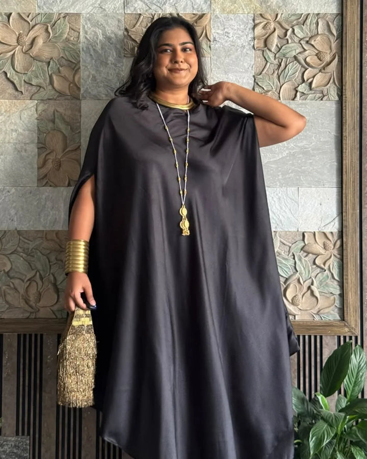 Black Muse Satin Drape Dress