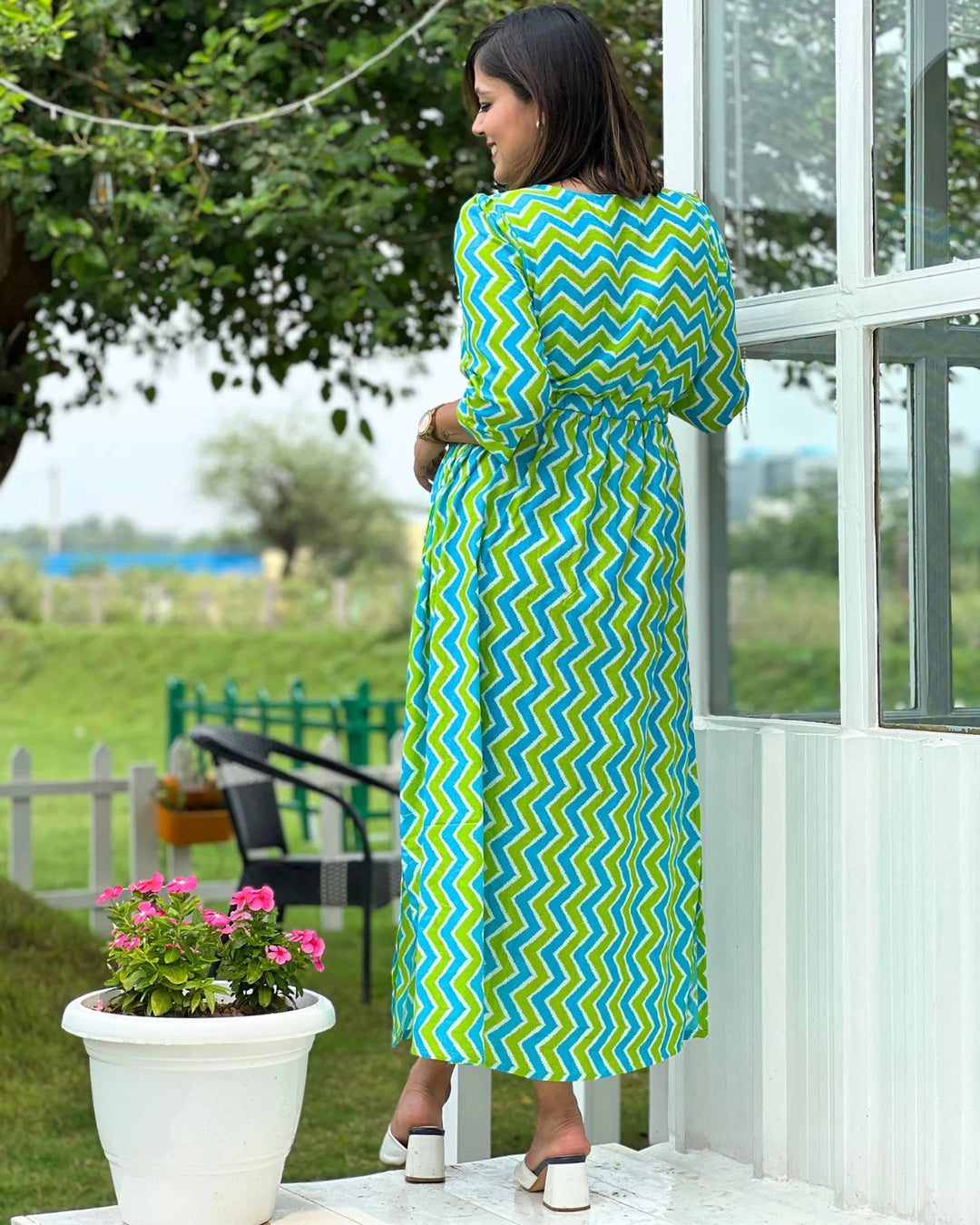 Blue Green Slit Dress The Svaya Blue Green Slit Dress The Svaya
