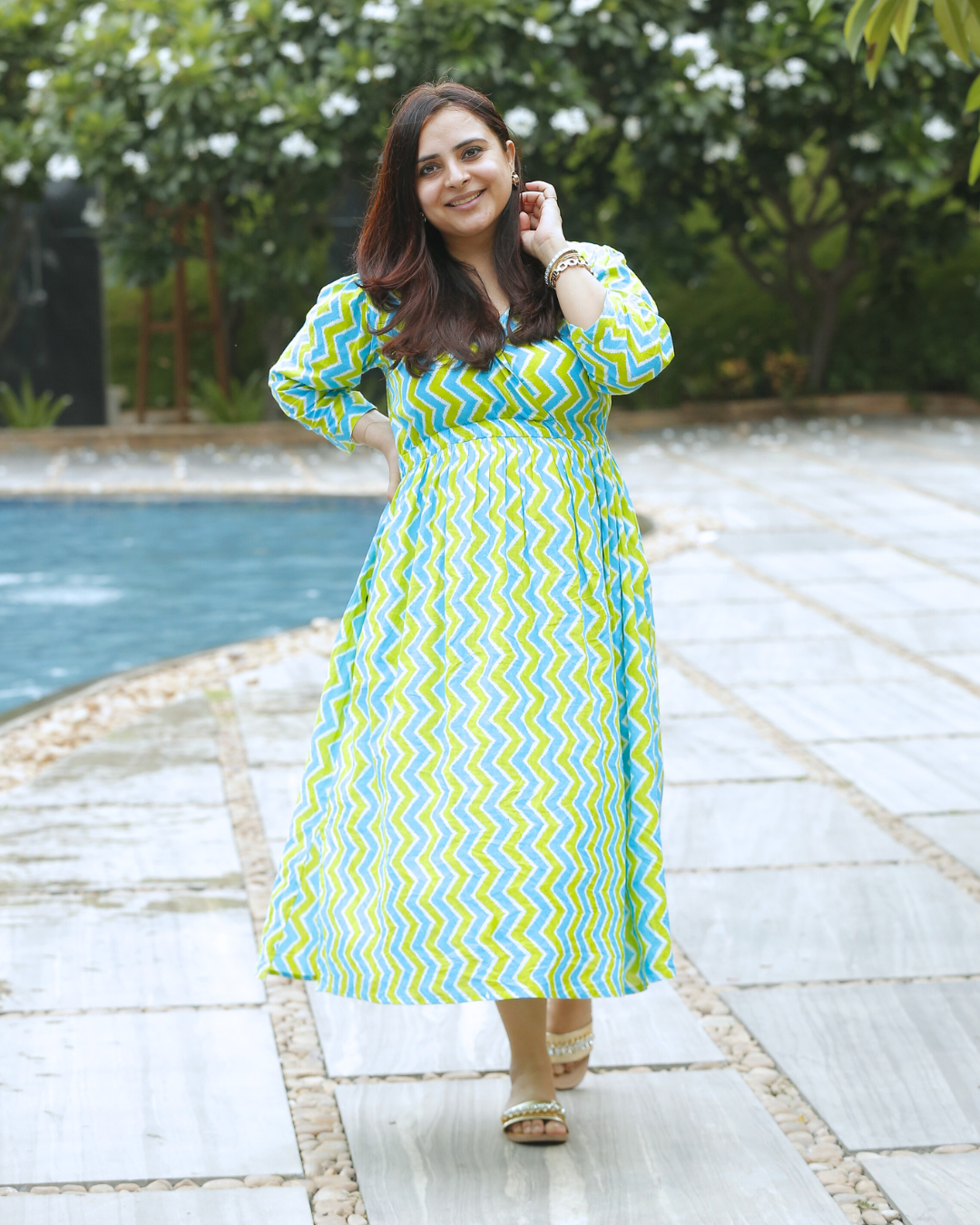 Blue Green Slit Dress The Svaya Blue Green Slit Dress The Svaya