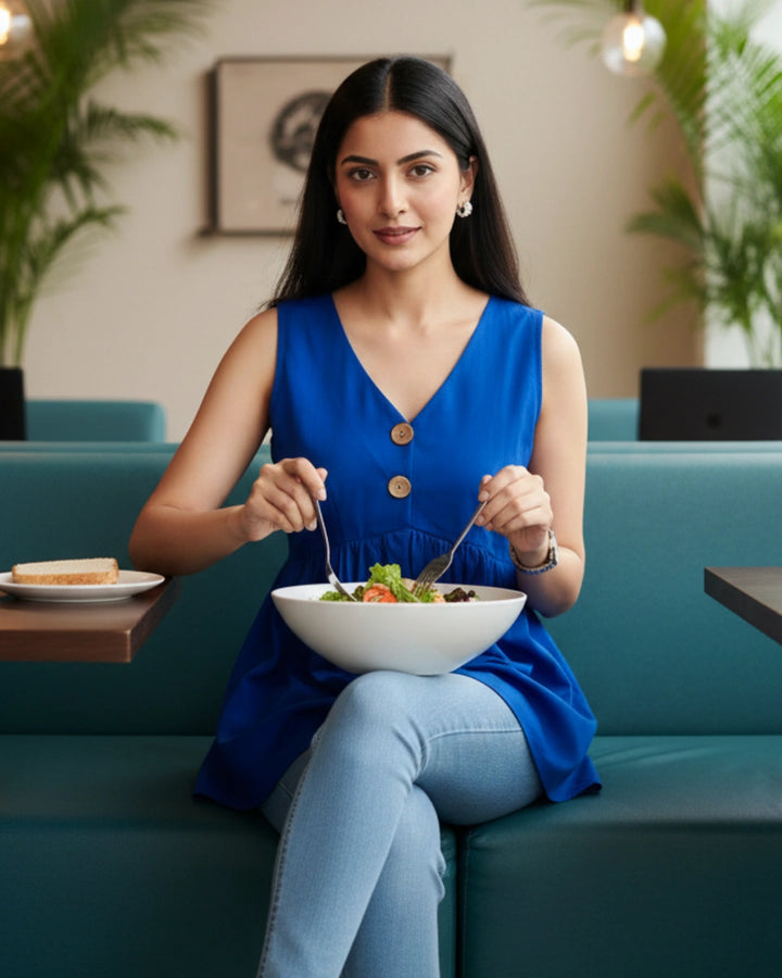 Bold Blue Crepe Made to Chill Top For Women